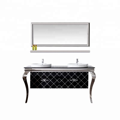 Modern Stainless Steel bathroom vanities cabinet with legs