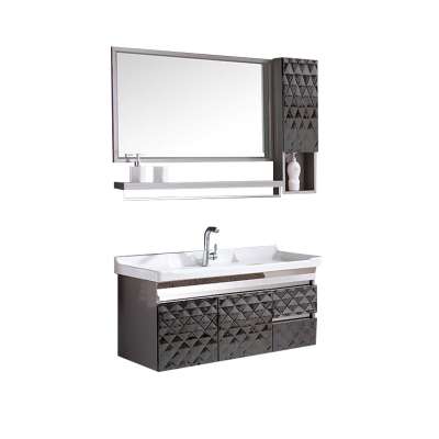 wash basin and glass mirrored vanity bathroom cabinet