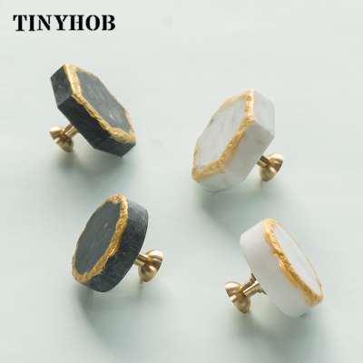 Natural Marble Brass trim Knobs European Cabinet Handles Kitchen Knobs and Handles Furniture Handles C-3265